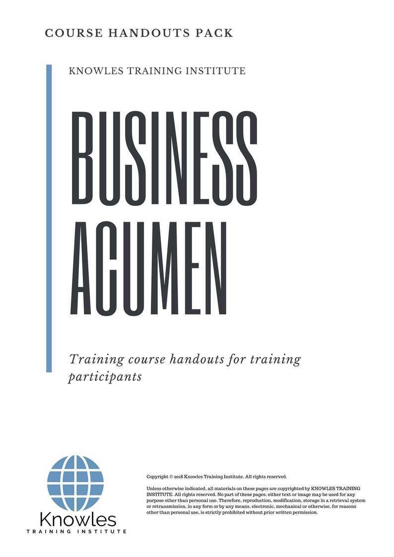 Business Acumen Training Course in Poland Handouts