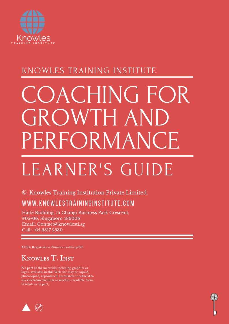 Coaching For Growth And Performance Course in Poland Learner’s Guide