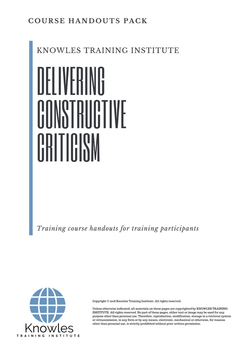 Delivering Constructive Criticism Course in Poland Handouts