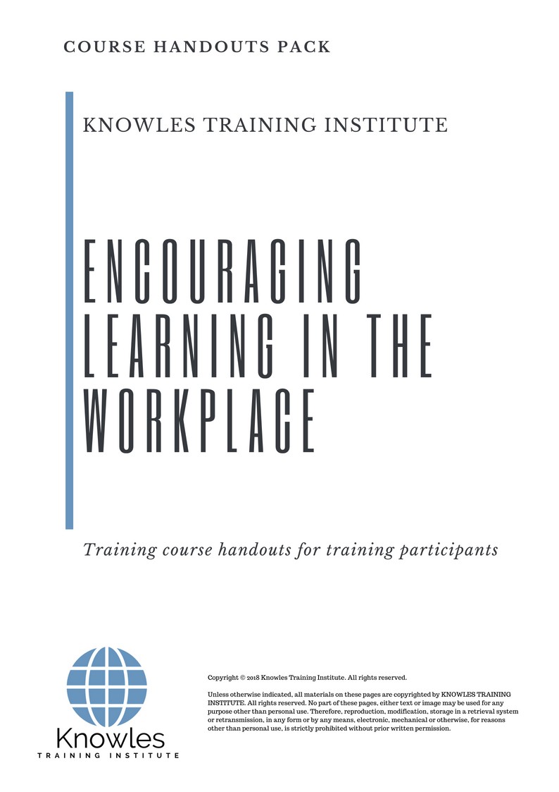 Encouraging Learning In The Workplace Course in Poland Handouts