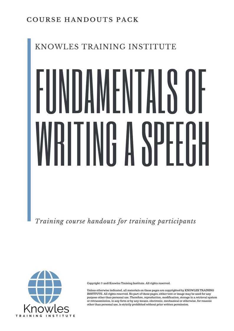 Fundamentals Of Writing A Speech Training Course in Poland Handouts