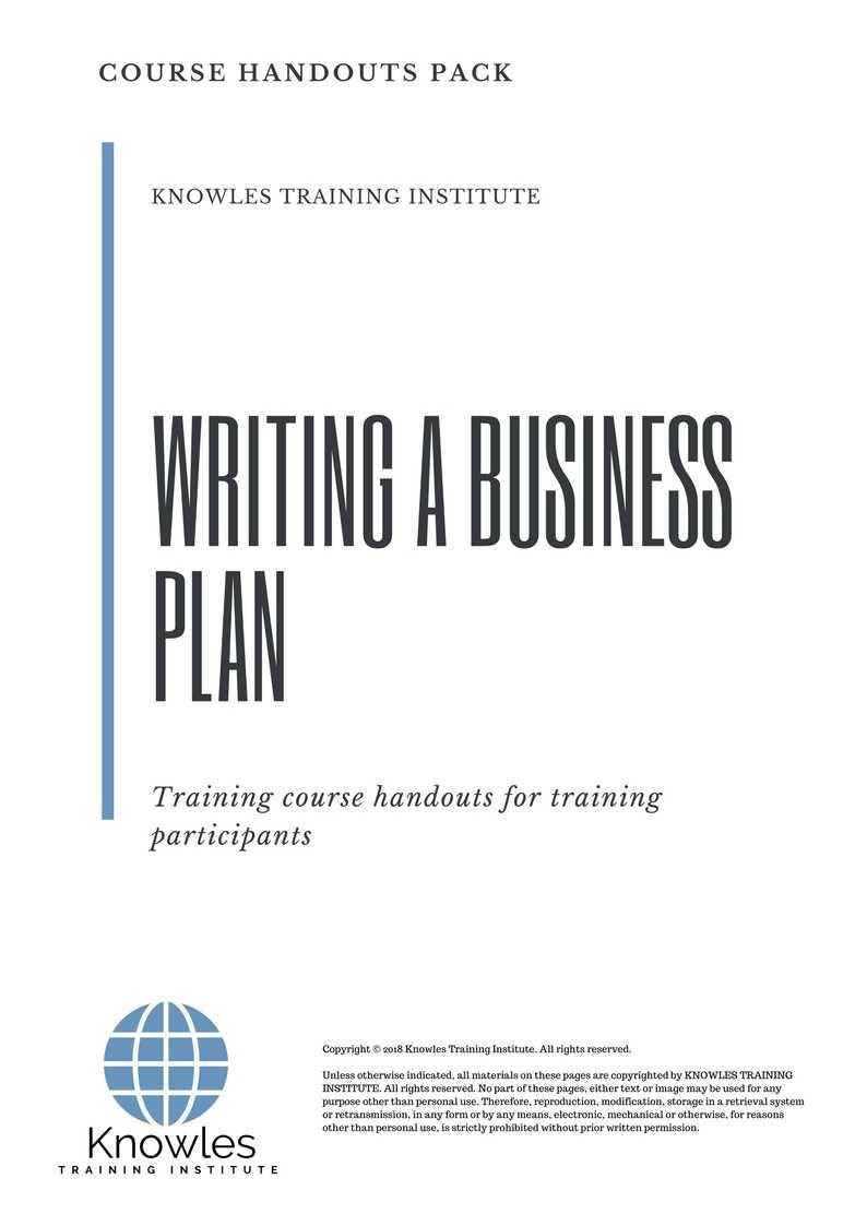 Writing A Business Plan Training Course in Poland Handouts