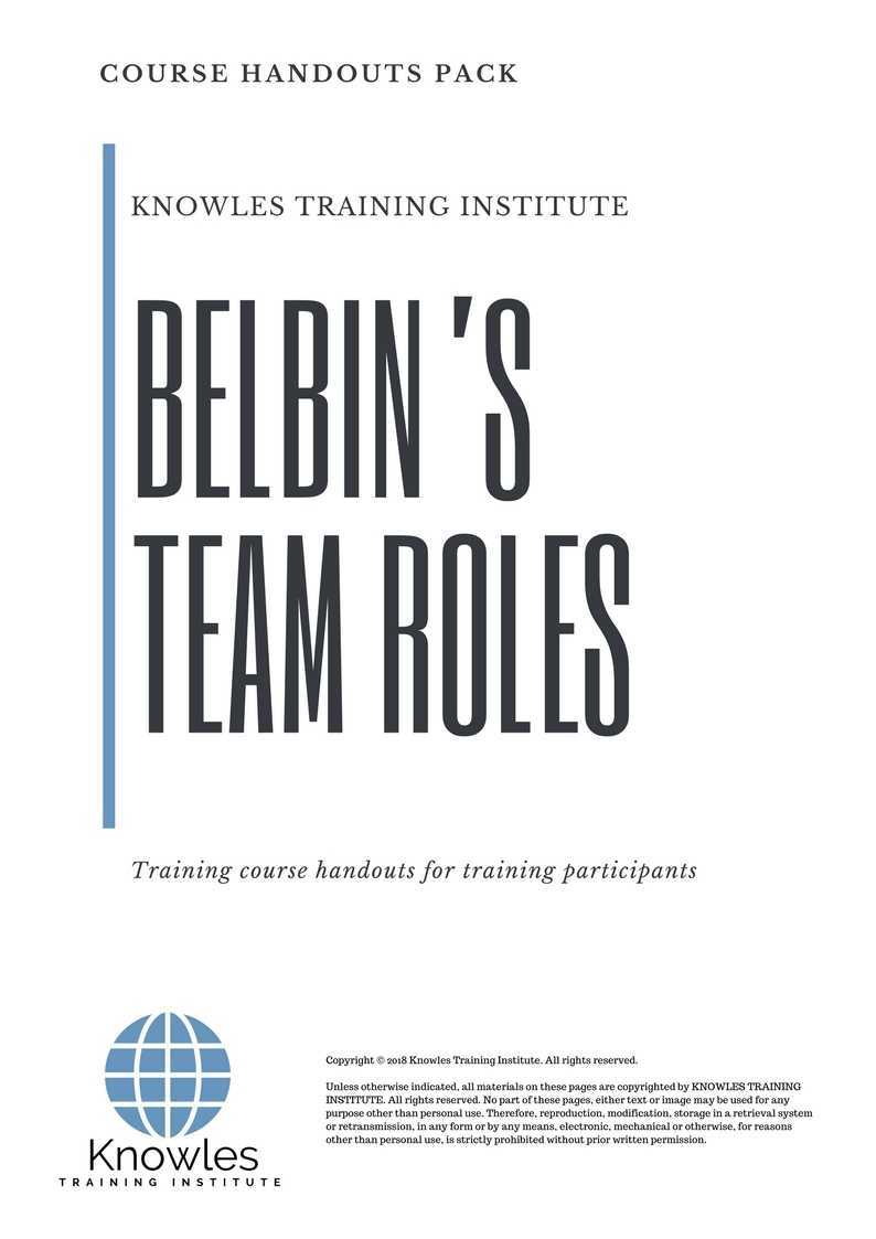 Belbin’S Team Roles Training Course in Poland Handouts