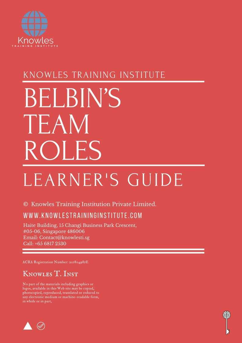 Belbin’S Team Roles Training Course in Poland Learner’s Guide