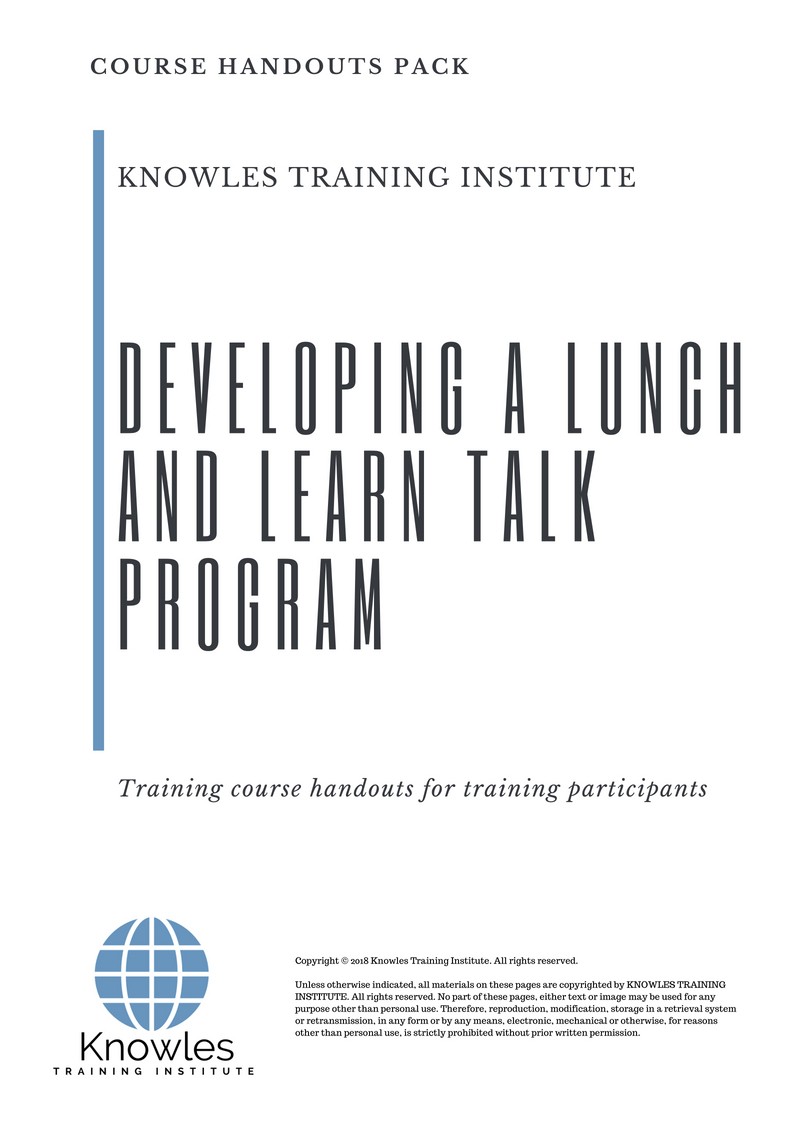 Developing A Lunch And Learn Talk Program Training Course Poland Handouts
