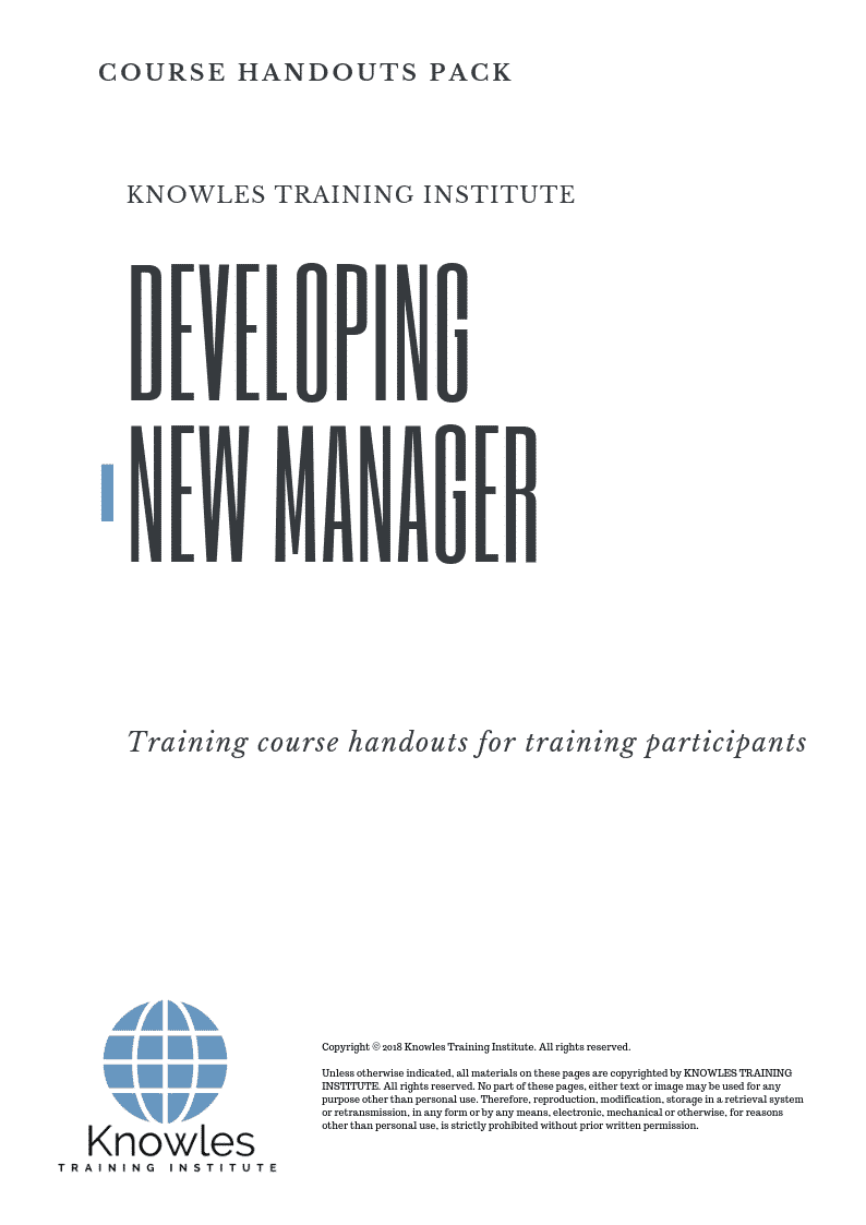 Developing New Manager Training Course in Poland Handouts