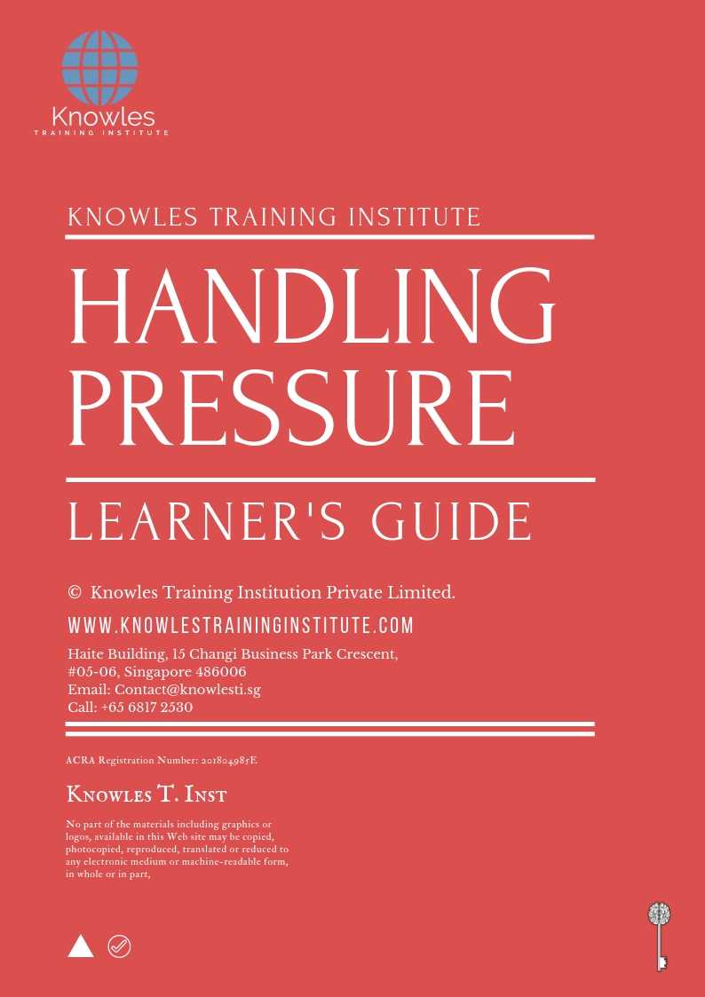 Handling Pressure Training Course in Poland Learner’s Guide