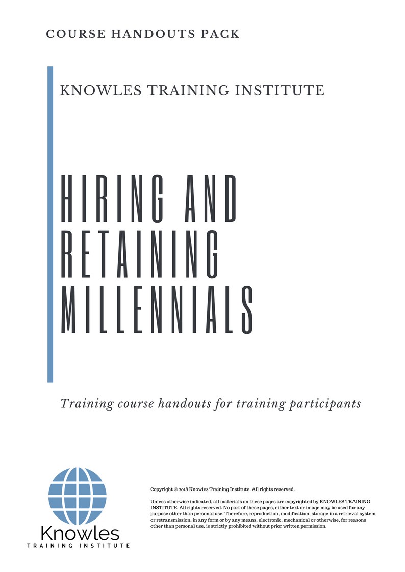 Hiring And Retaining Millennials Training Course in Poland Handouts