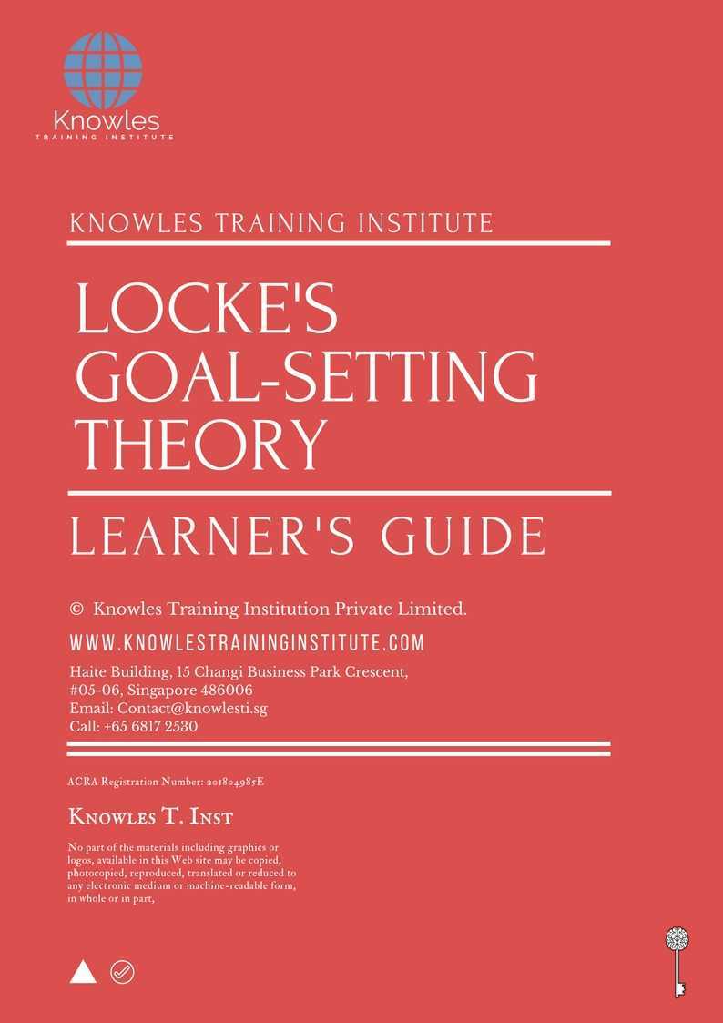 Locke’S Goal-Setting Theory Training Course in Poland Learner’s Guide