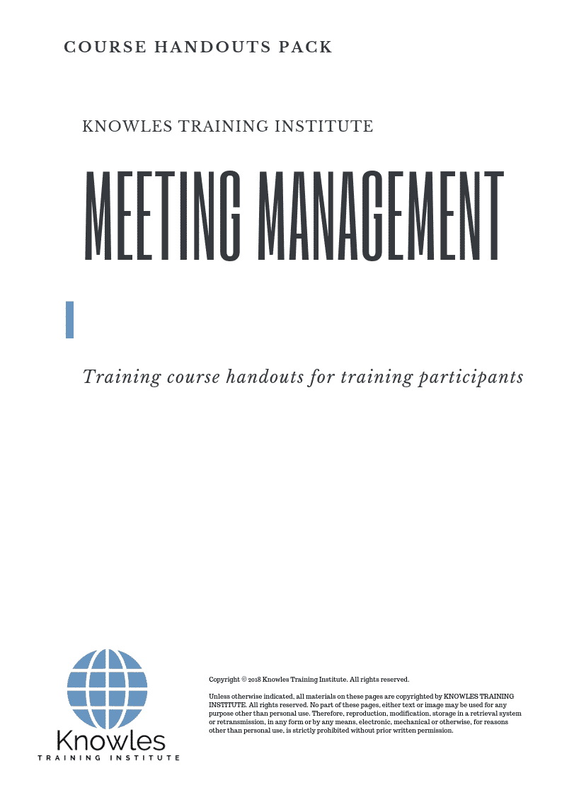 Meeting Management Training Course in Poland Handouts