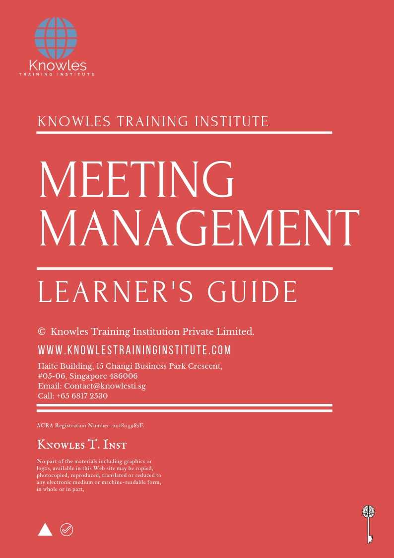 Meeting Management Training Course in Poland Learner’s Guide