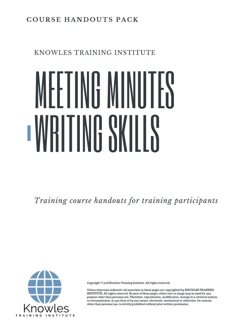 Meeting Minutes Writing Skills Training Course In Poland Handouts