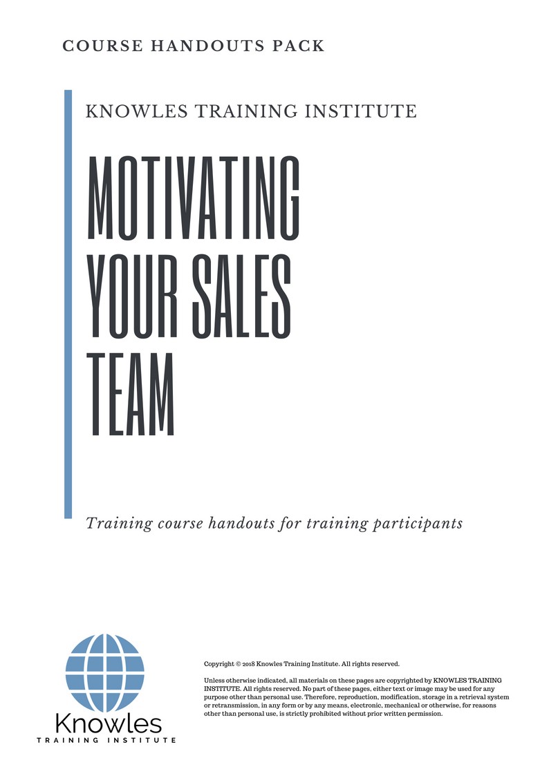 Motivating Your Sales Team Course in Poland Handouts