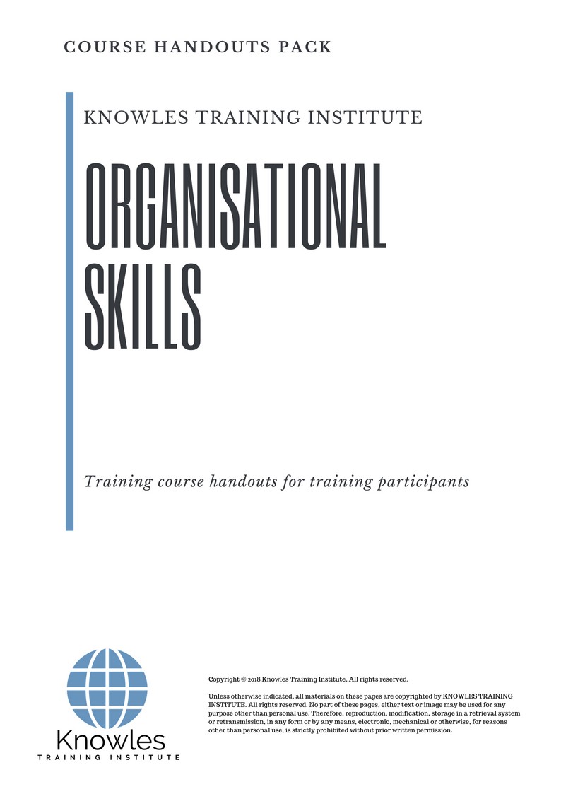 Time Organisational Skills Training Course in Poland Handouts
