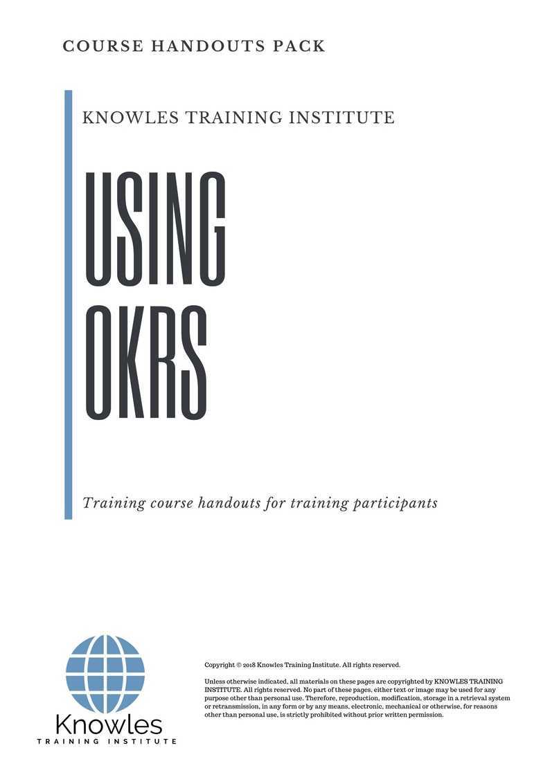 Using Okrs Training Course in Poland Handouts