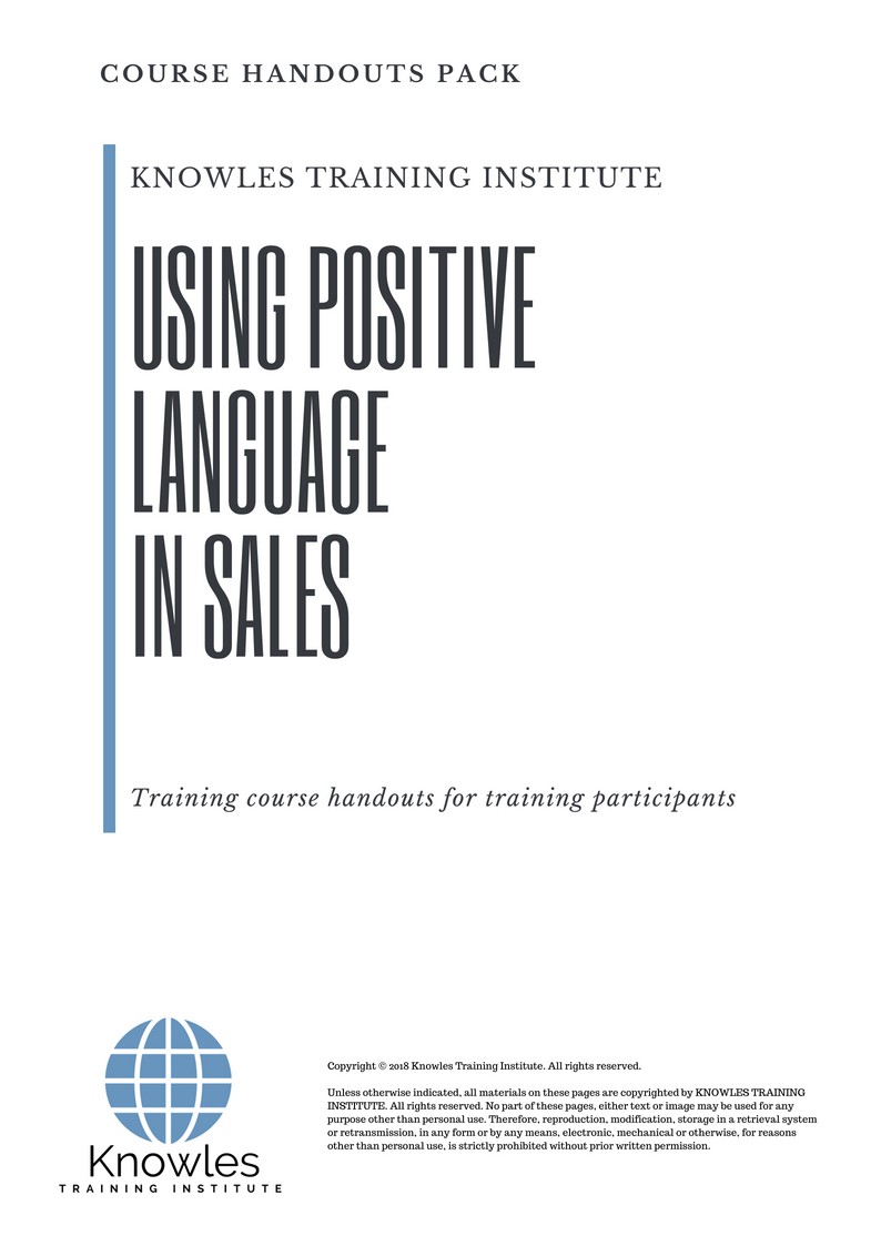 Using Positive Language In Sales Course in Poland Handouts